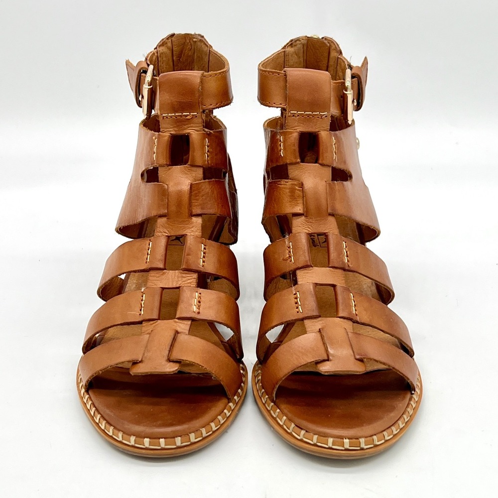 PIKOLINOS Blanes Womens 8-8.5/39 Cage Block Heeled Sandal w Zip Brandy $205 - Picture 6 of 13